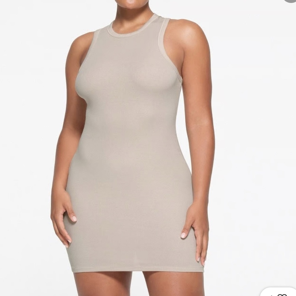 Skims cotton rib dress in color smoke 3x